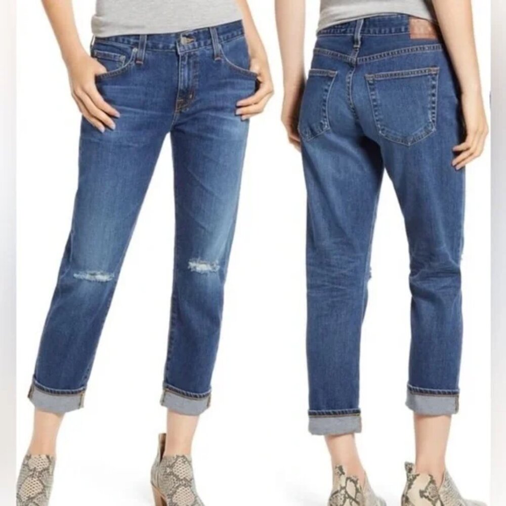 AG Adriano Goldschmied Ex Boyfriend Slouchy Slim Distressed Jeans 30